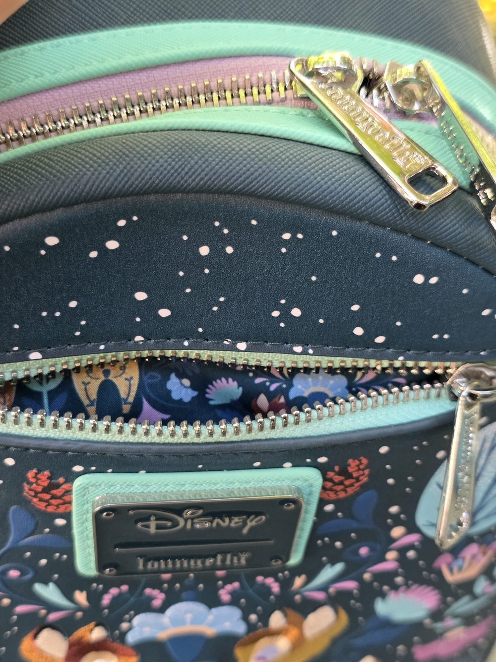 Loungefly Kids Bambi Floral Mini Backpack - Navy & Mint - Picture 9 of 11
